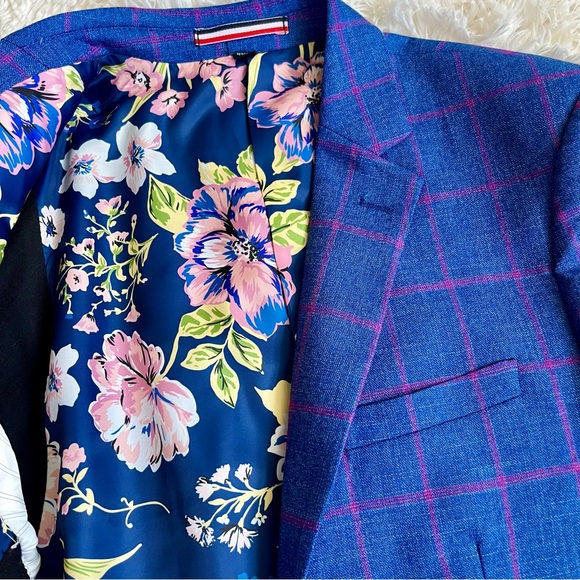 Soul Of London Sports Coat Blazer Size 38R Blue Pink Floral Spring EUC - Picture 6 of 15